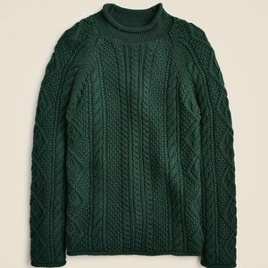 NWT J Crew Cable-Knit Rollneck Sweater in Green